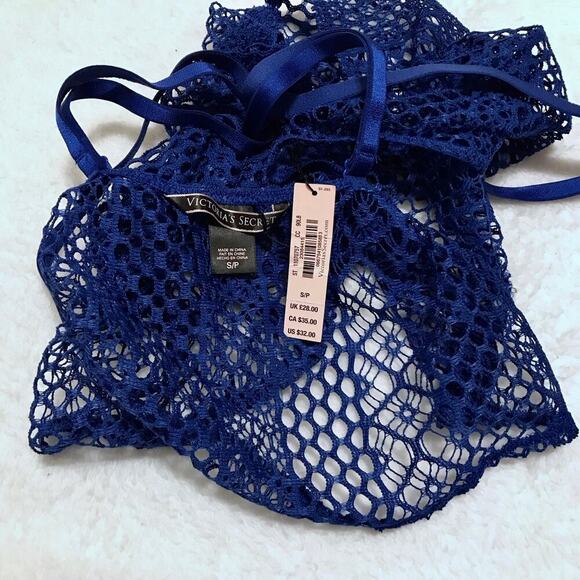 Victoria's Secret NWT Crochet Blue Cropped Top Women S - Picture 6 of 7